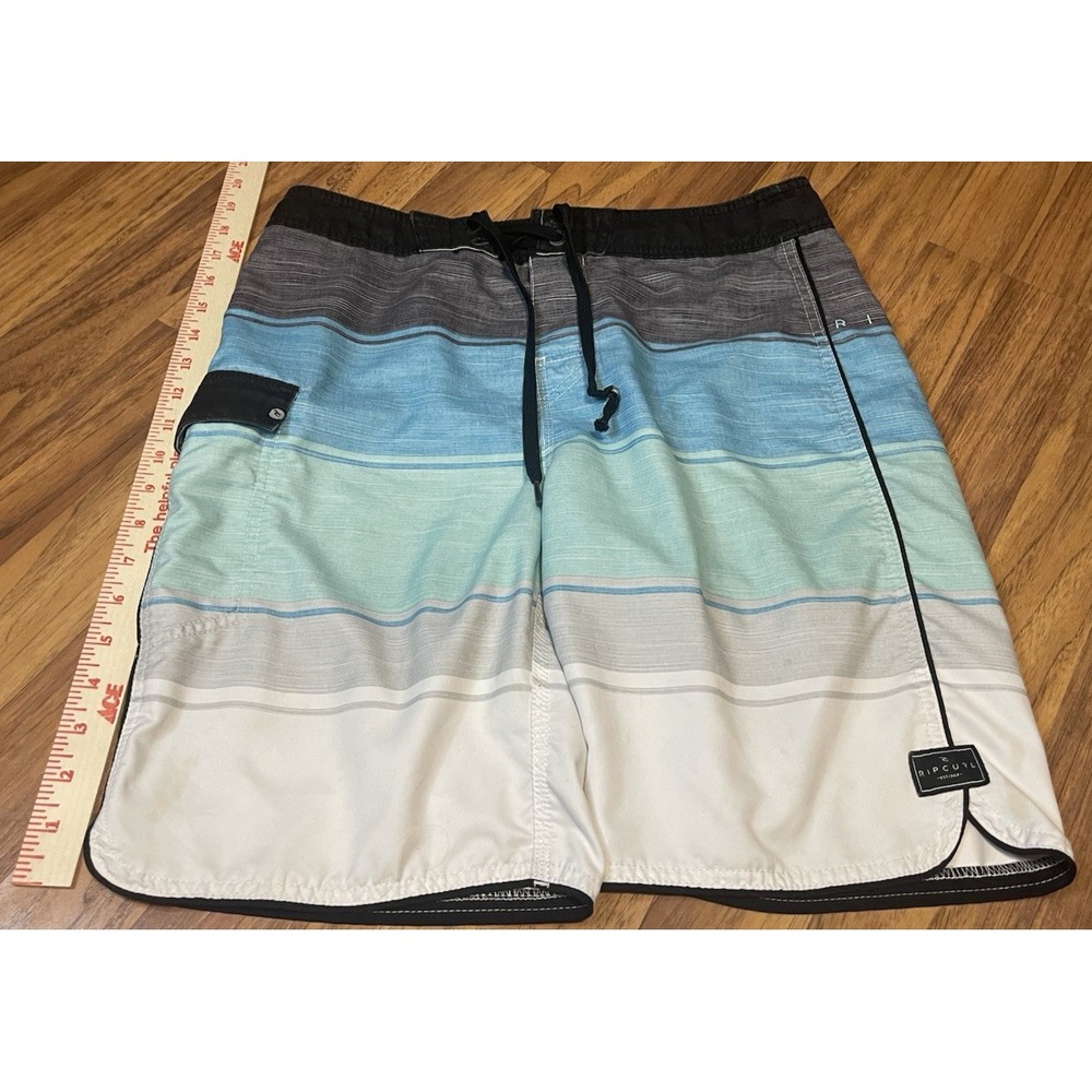 Rip Curl Board Shorts Mens 32 Multicolor Stripe Surf Quick Dry Swim Trunks
